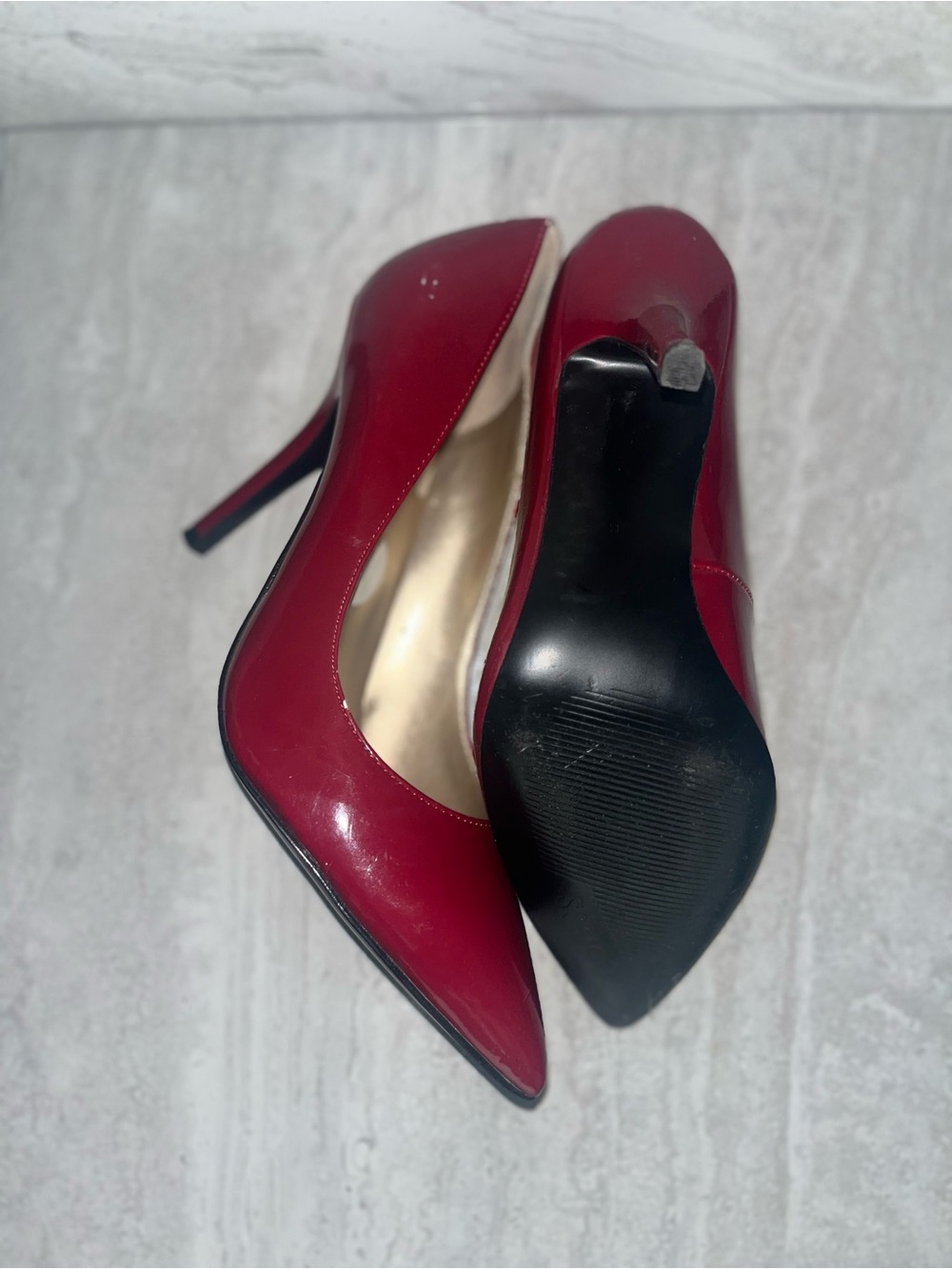 Guess Women's Red Patent Pointed Toe Stiletto Heels